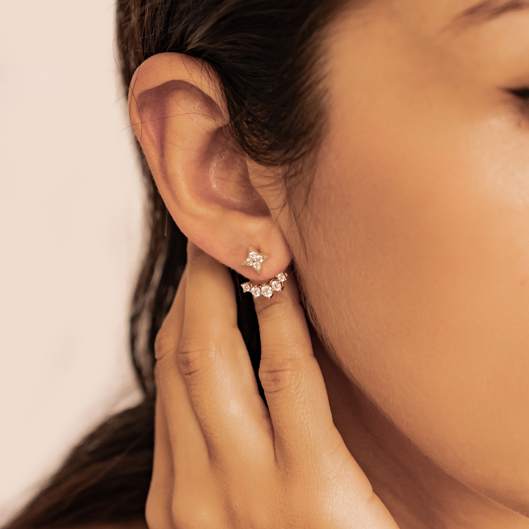 Boucles d’oreilles Ear Jacket Étoiles Sterling Argent