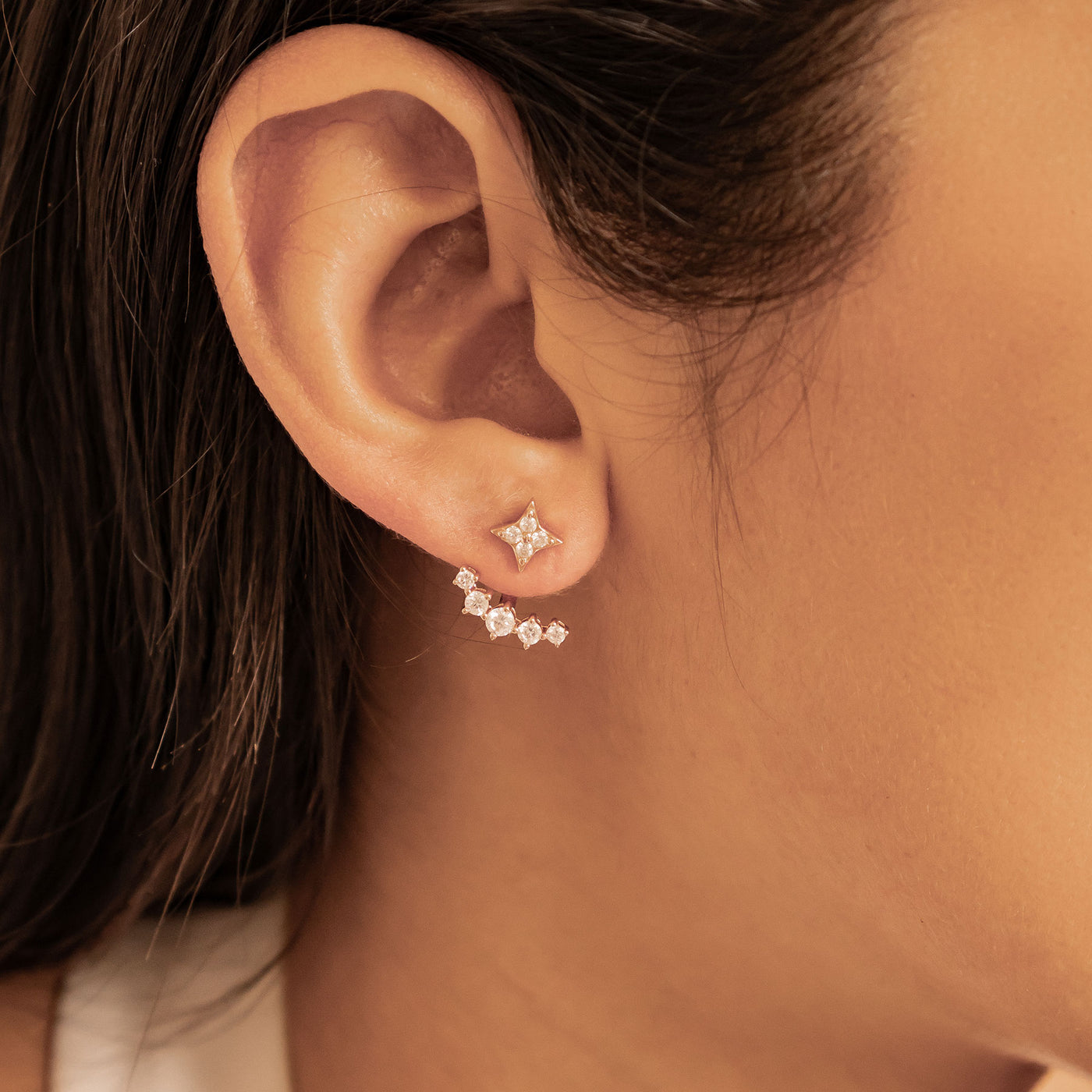Boucles d’oreilles Ear Jacket Étoiles Sterling Argent