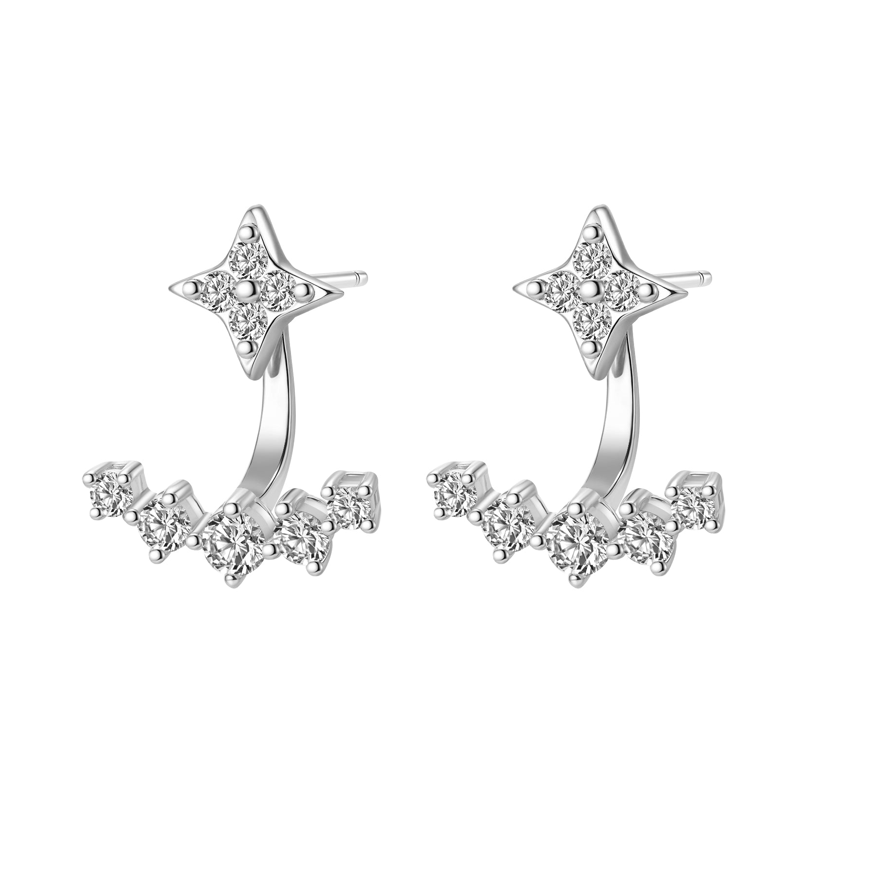 Boucles d’oreilles Ear Jacket Étoiles Sterling Argent