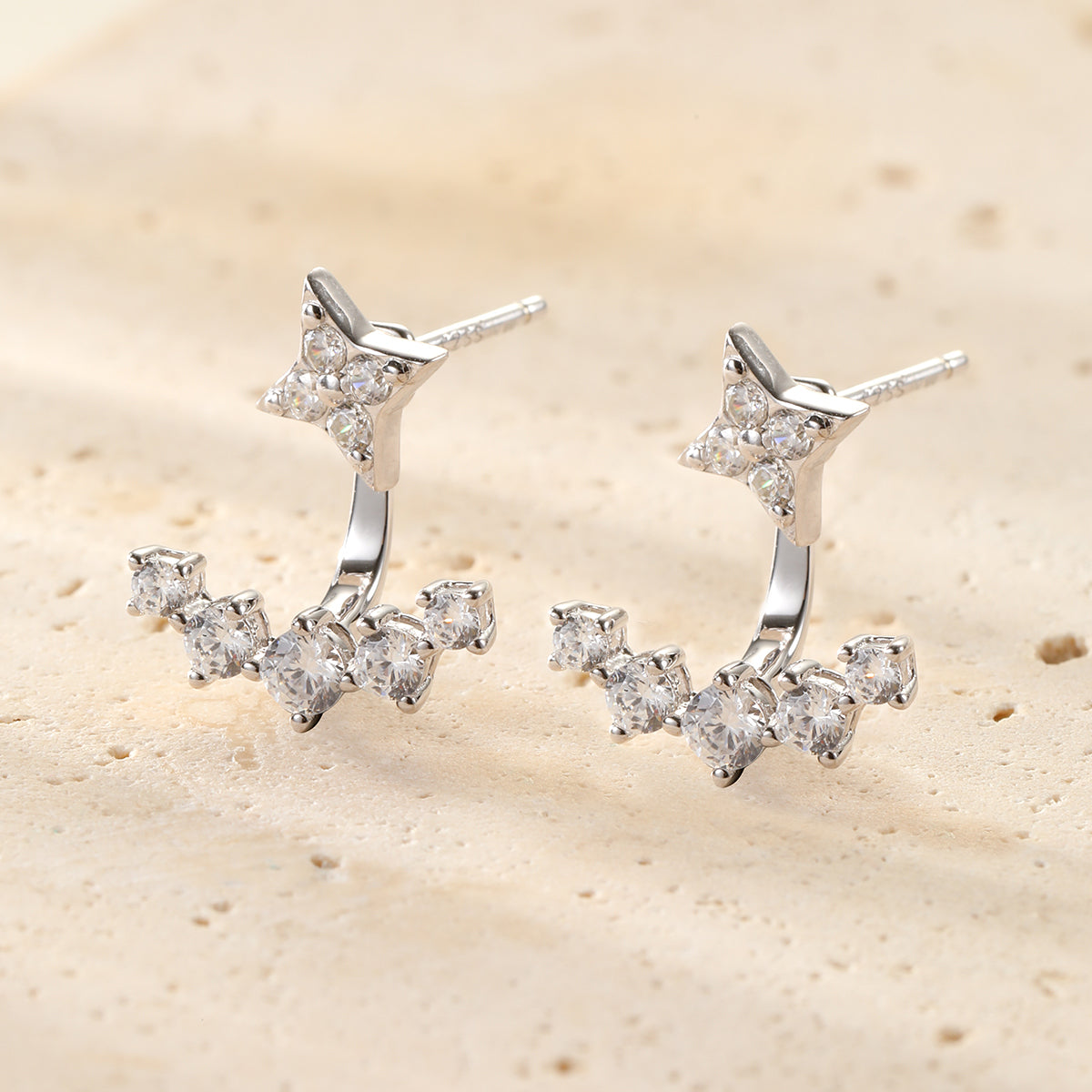 Boucles d’oreilles Ear Jacket Étoiles Sterling Argent