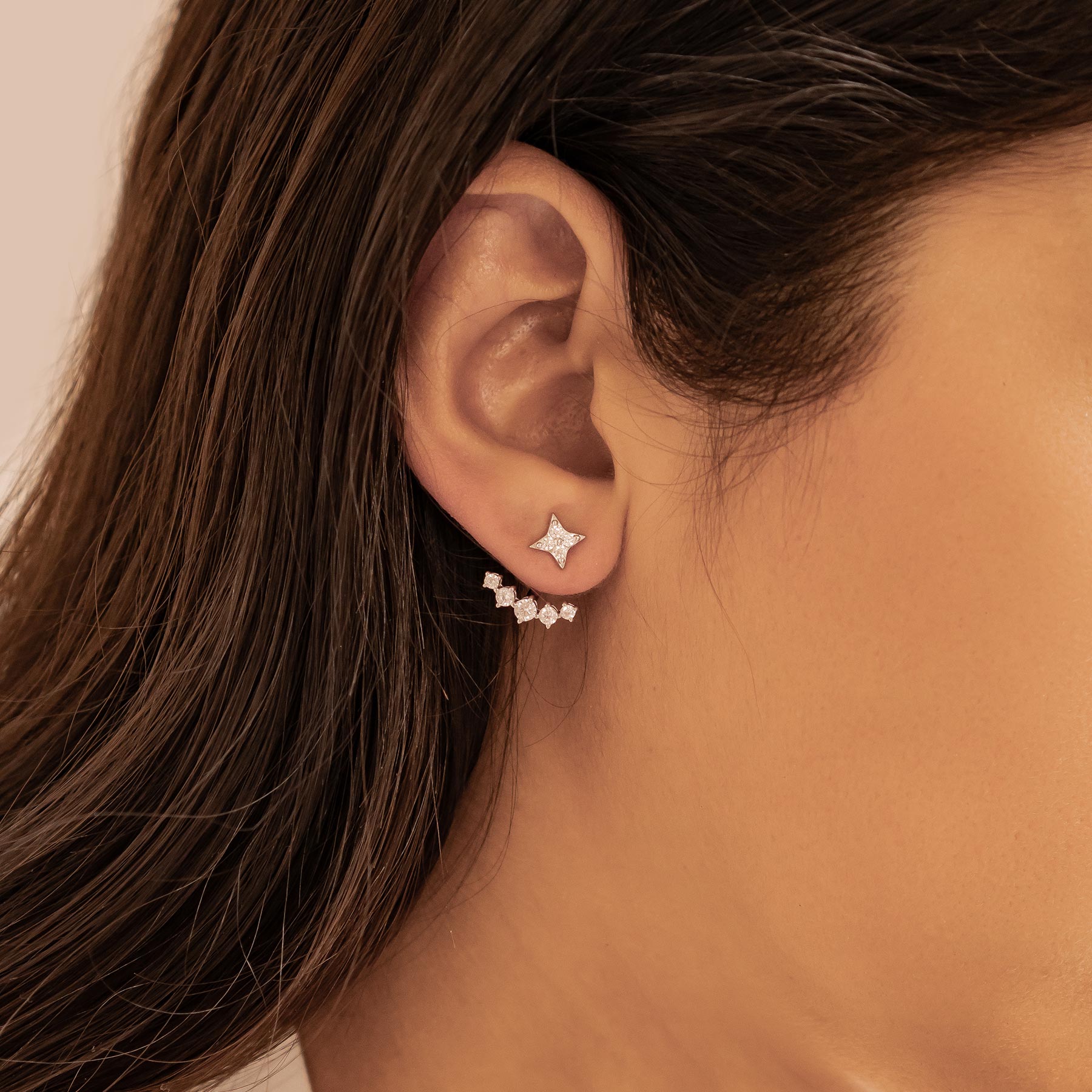 Boucles d’oreilles Ear Jacket Étoiles Sterling Argent