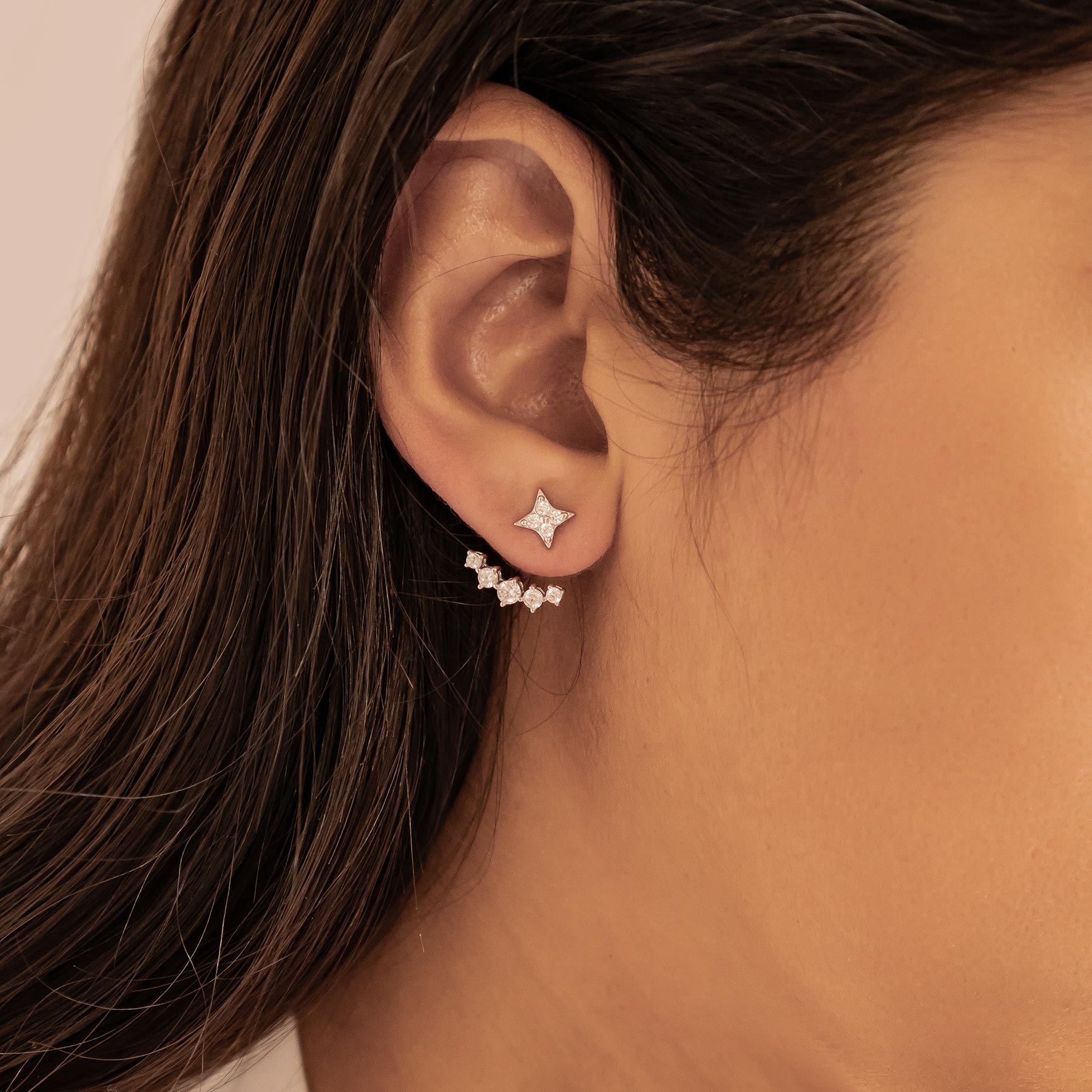 Boucles d’oreilles Ear Jacket Étoiles Sterling Argent