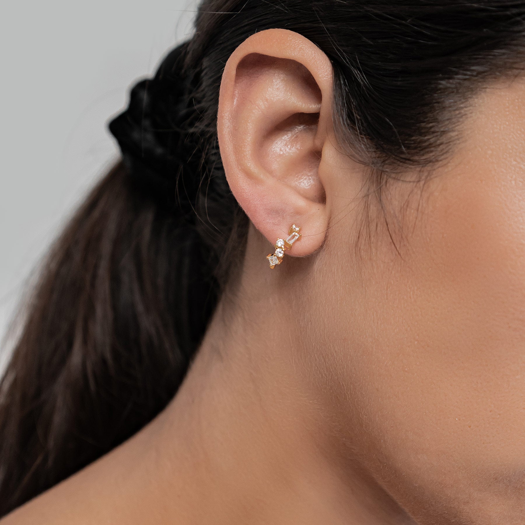 Stardust Charm Hoop Earrings Sterling Silver