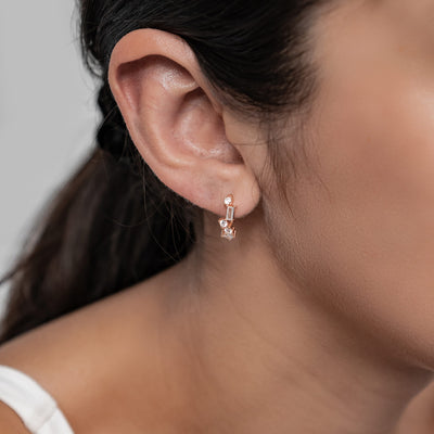 Stardust Charm Hoop Earrings Sterling Silver