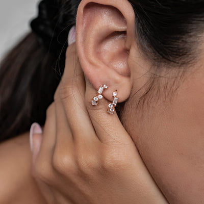 Stardust Charm Hoop Earrings Sterling Silver