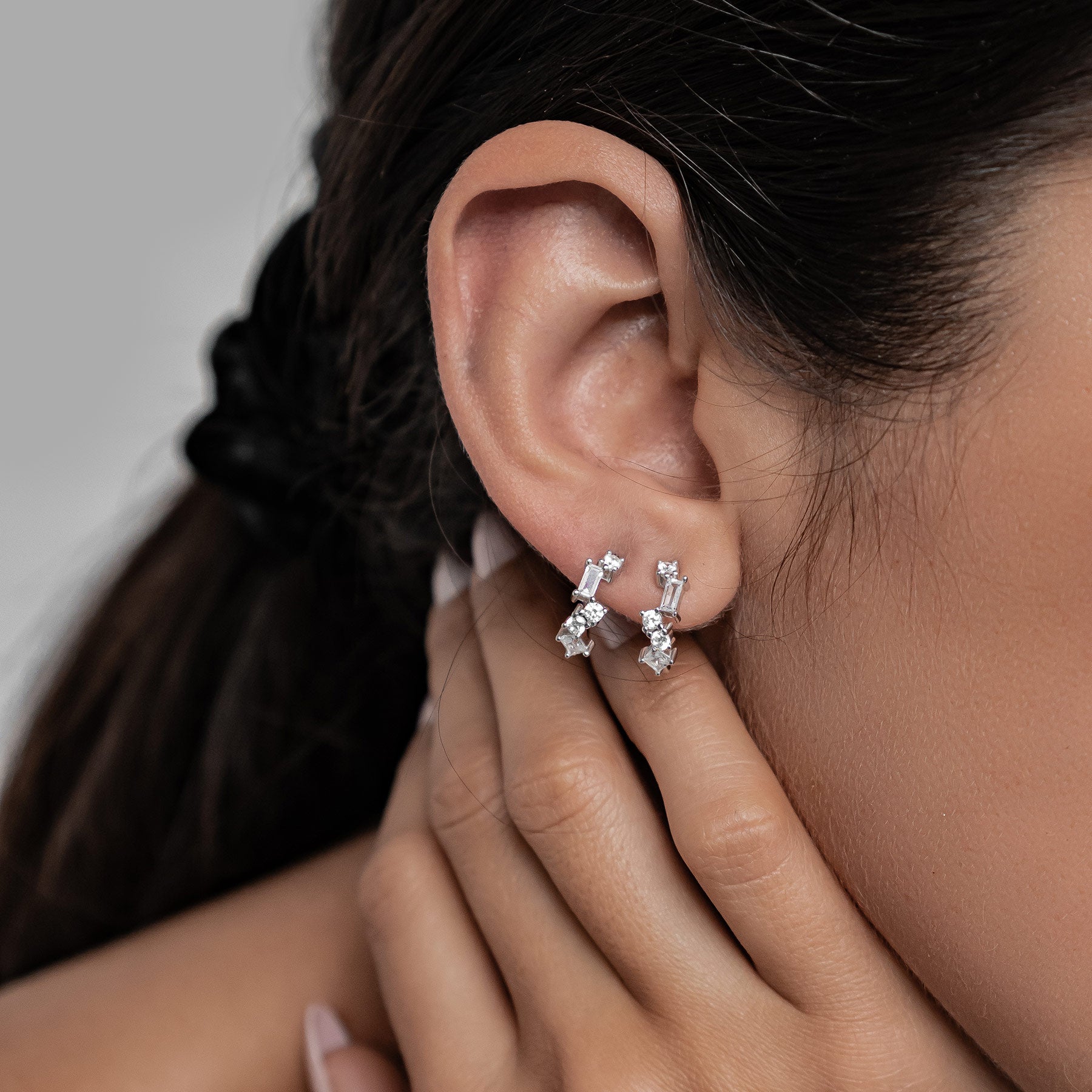 Stardust Charm Hoop Earrings Sterling Silver