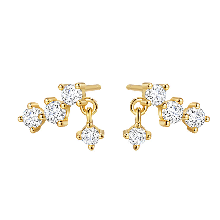Pendientes Cadena con Gota Estrellada Plata de Ley 925