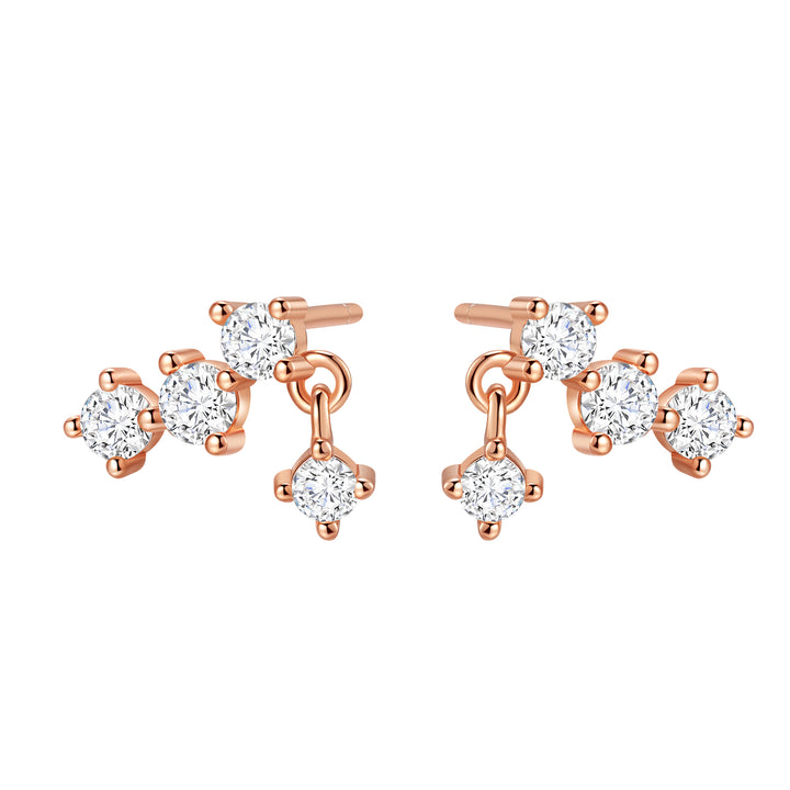 Pendientes Cadena con Gota Estrellada Plata de Ley 925