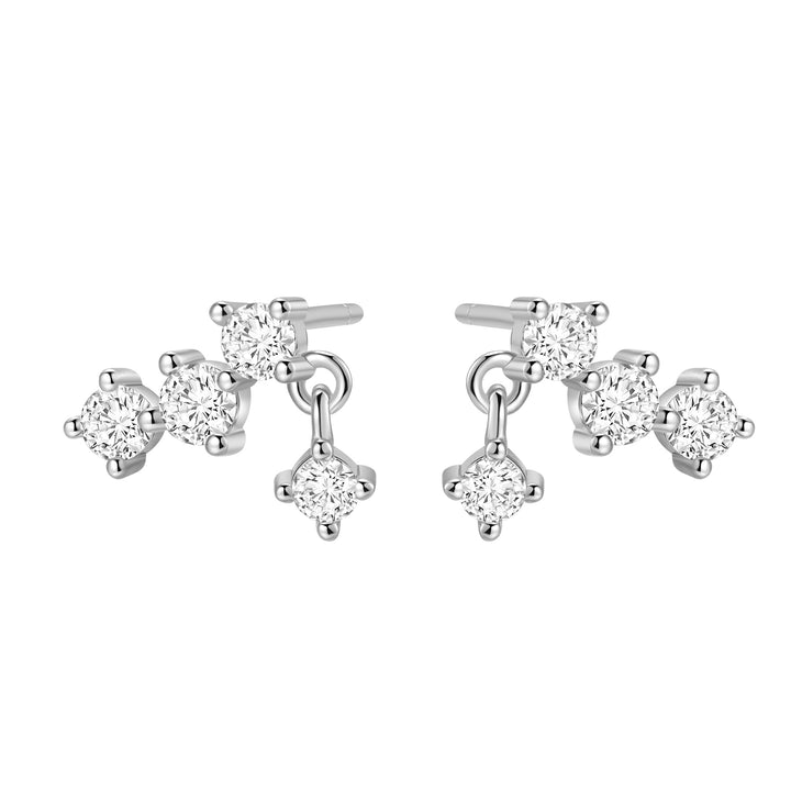 Pendientes Cadena con Gota Estrellada Plata de Ley 925