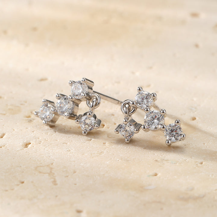 Starlit Drop Chain Earrings Sterling Silver