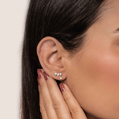 Pendientes Cadena con Gota Estrellada Plata de Ley 925