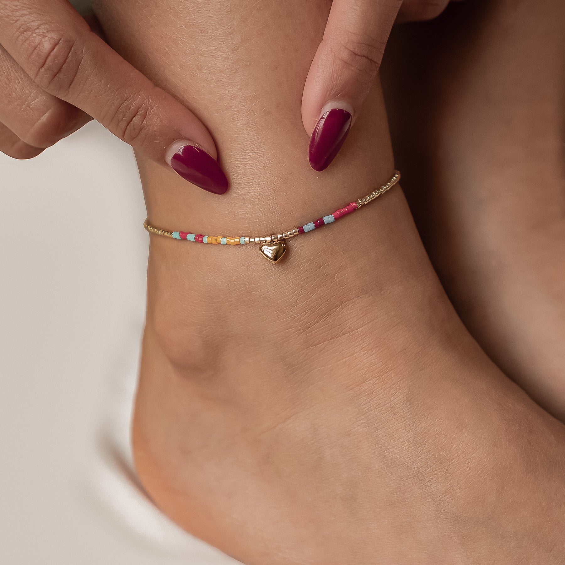 Tobillera Corazón de Cuentas – Waterproof