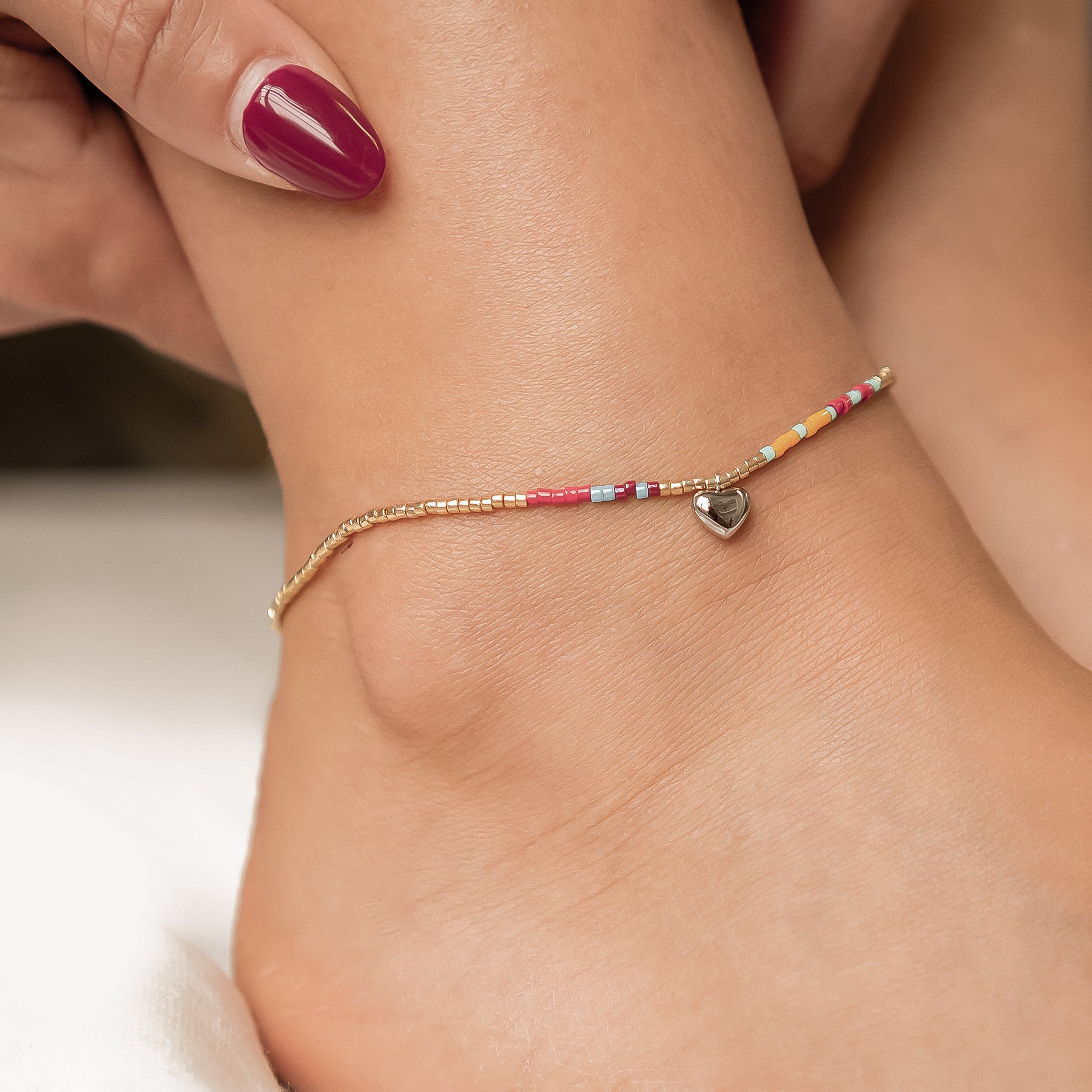 Tobillera Corazón de Cuentas – Waterproof