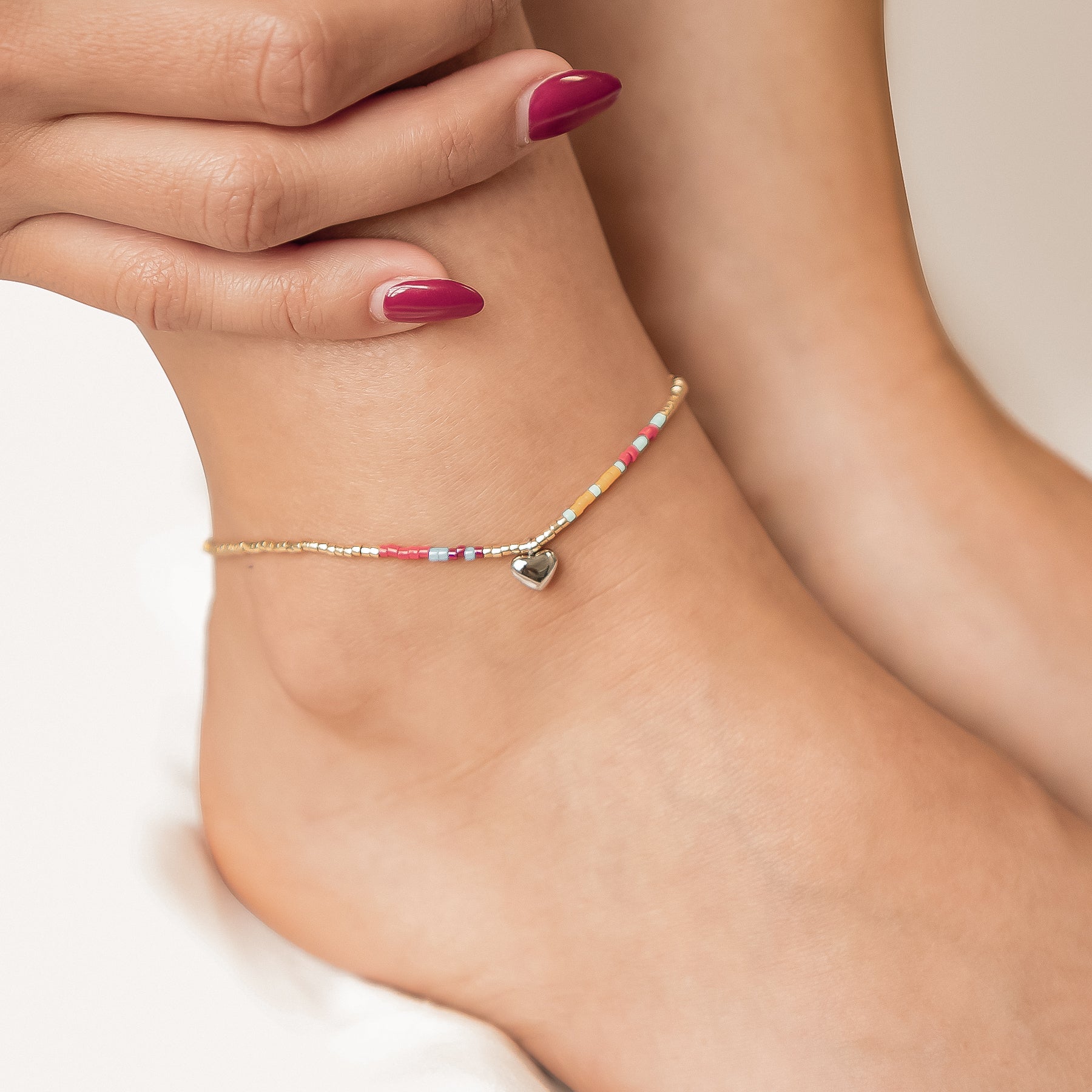 Tobillera Corazón de Cuentas – Waterproof