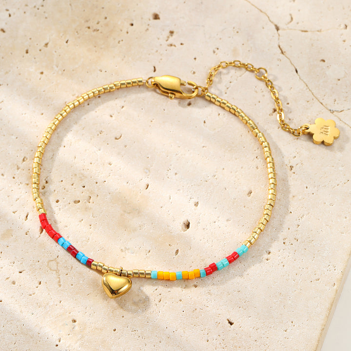 Pulsera Corazón Cuentas Summer Impermeable