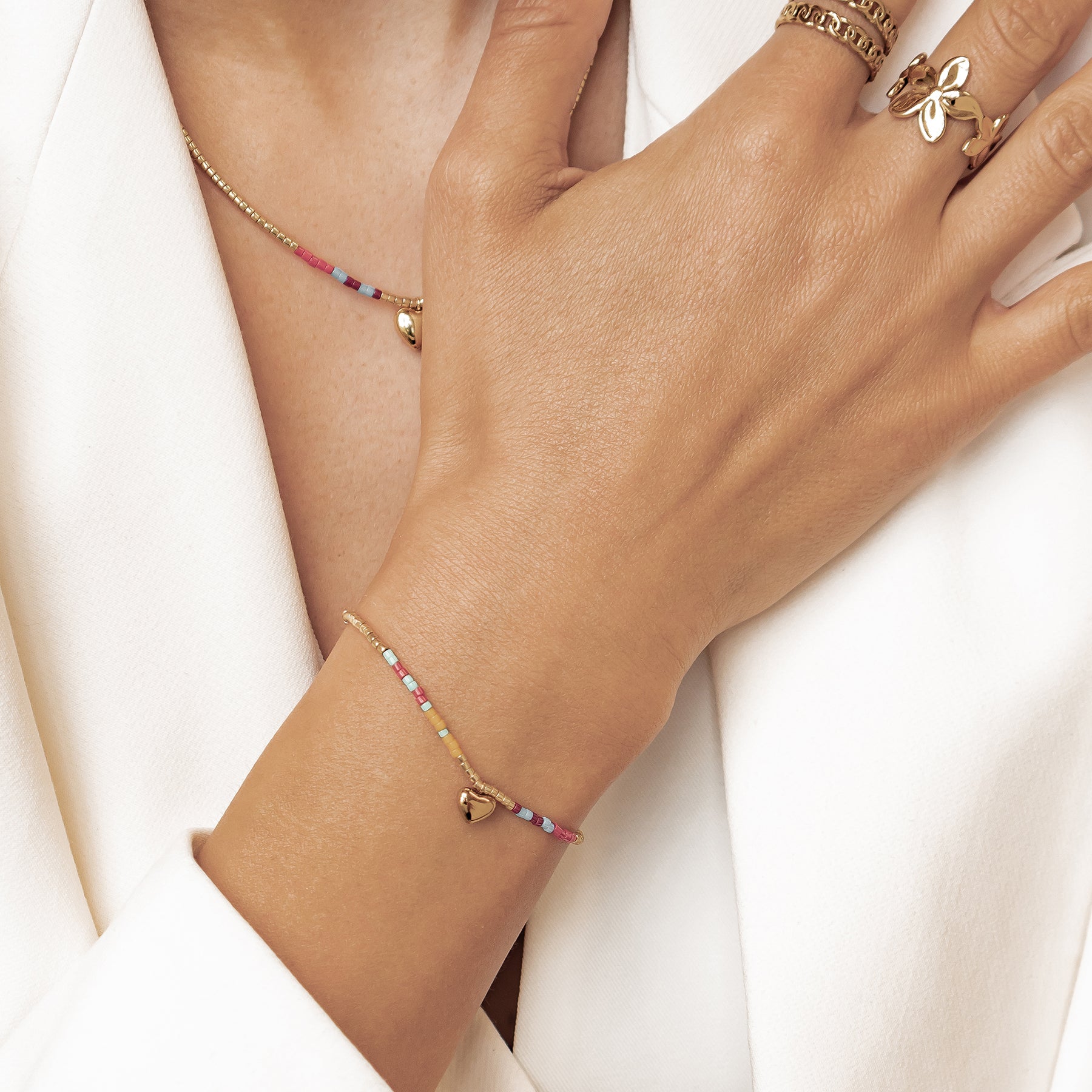Bracelet Cœur Perles Summer Résistant à l’Eau