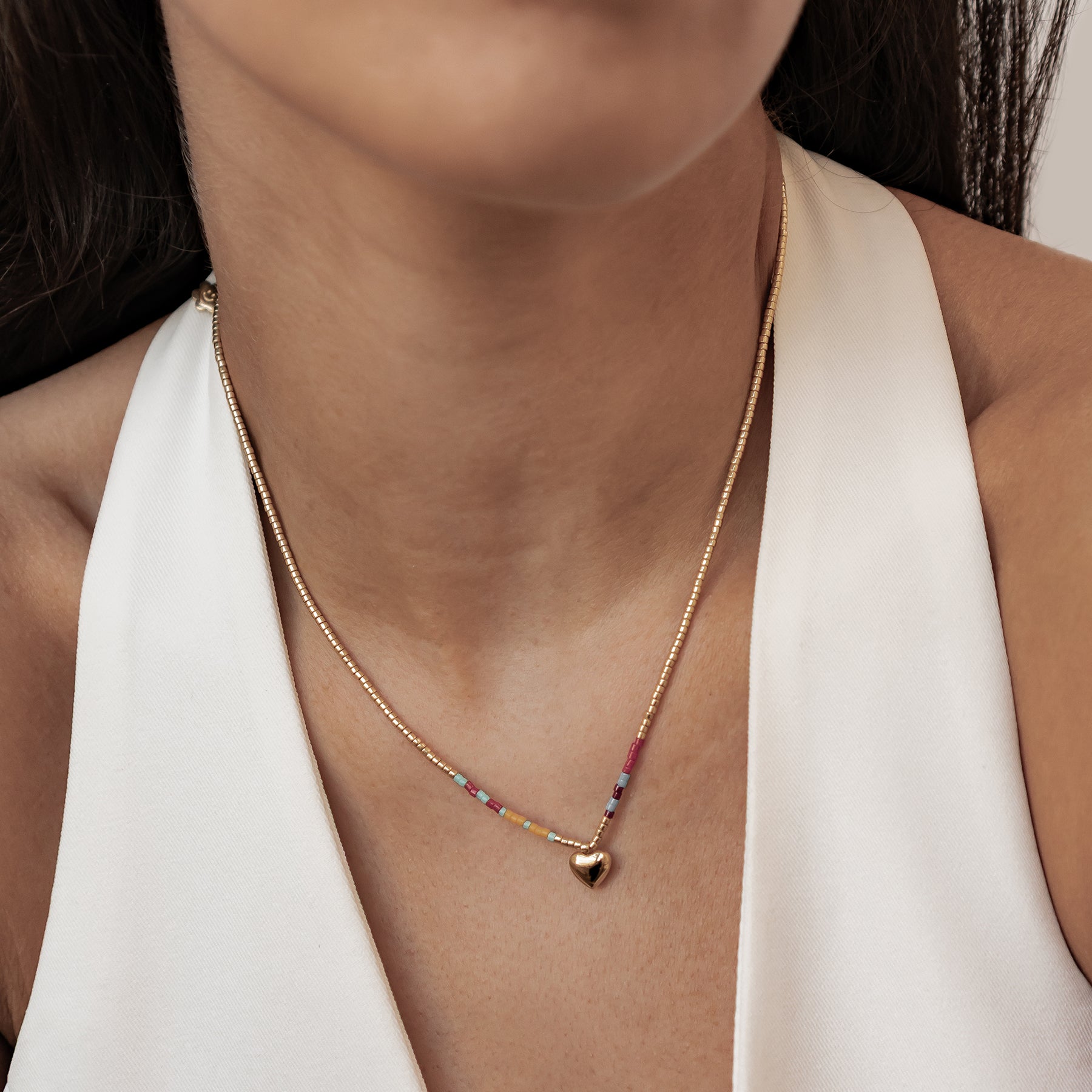 Collar Corazón Cuentas Summer Impermeable