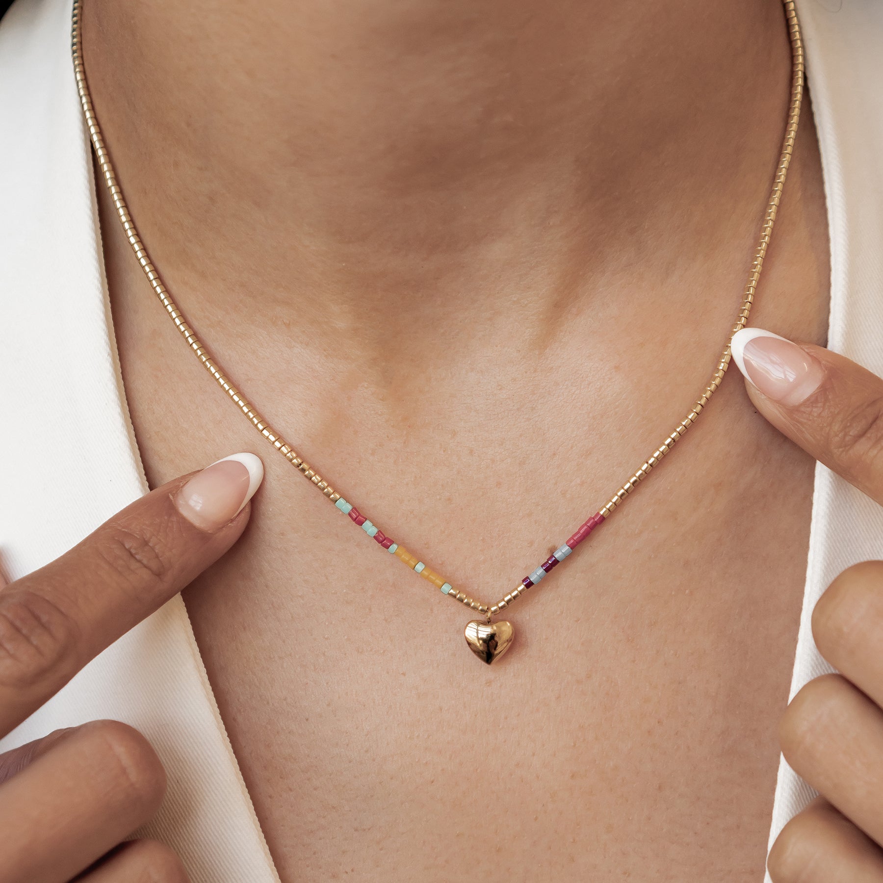 Collar Corazón Cuentas Summer Impermeable