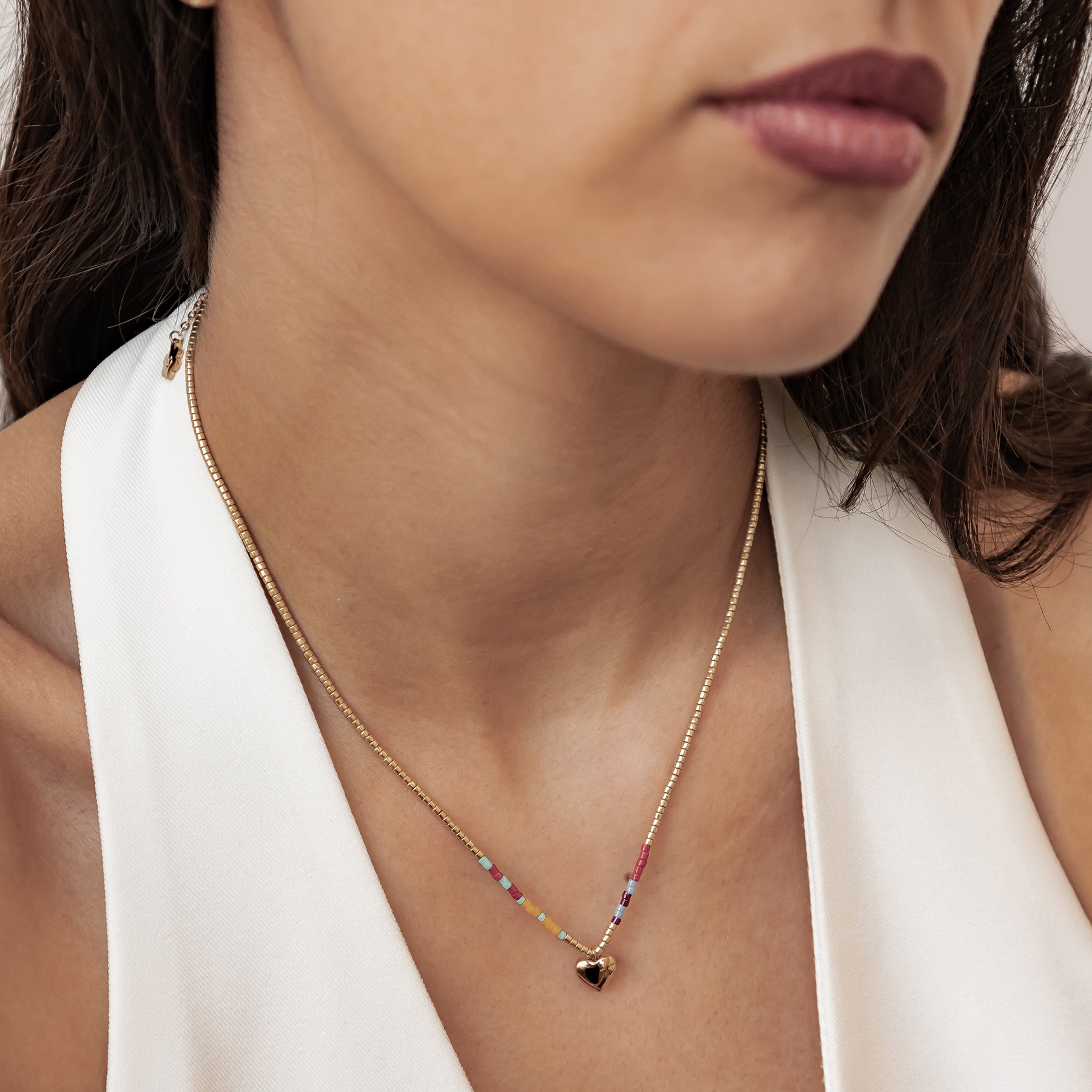 Collar Corazón Cuentas Summer Impermeable