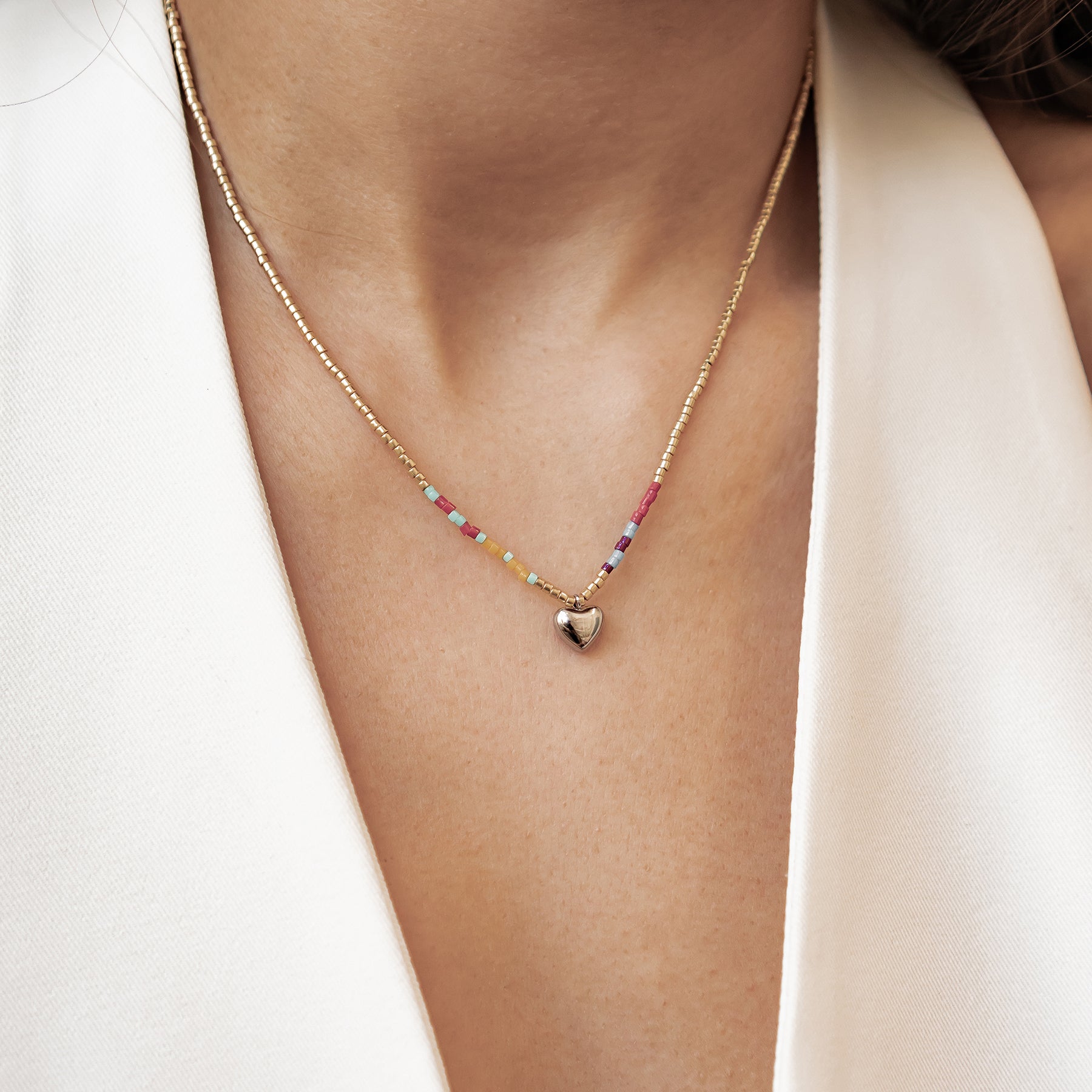 Collar Corazón Cuentas Summer Impermeable