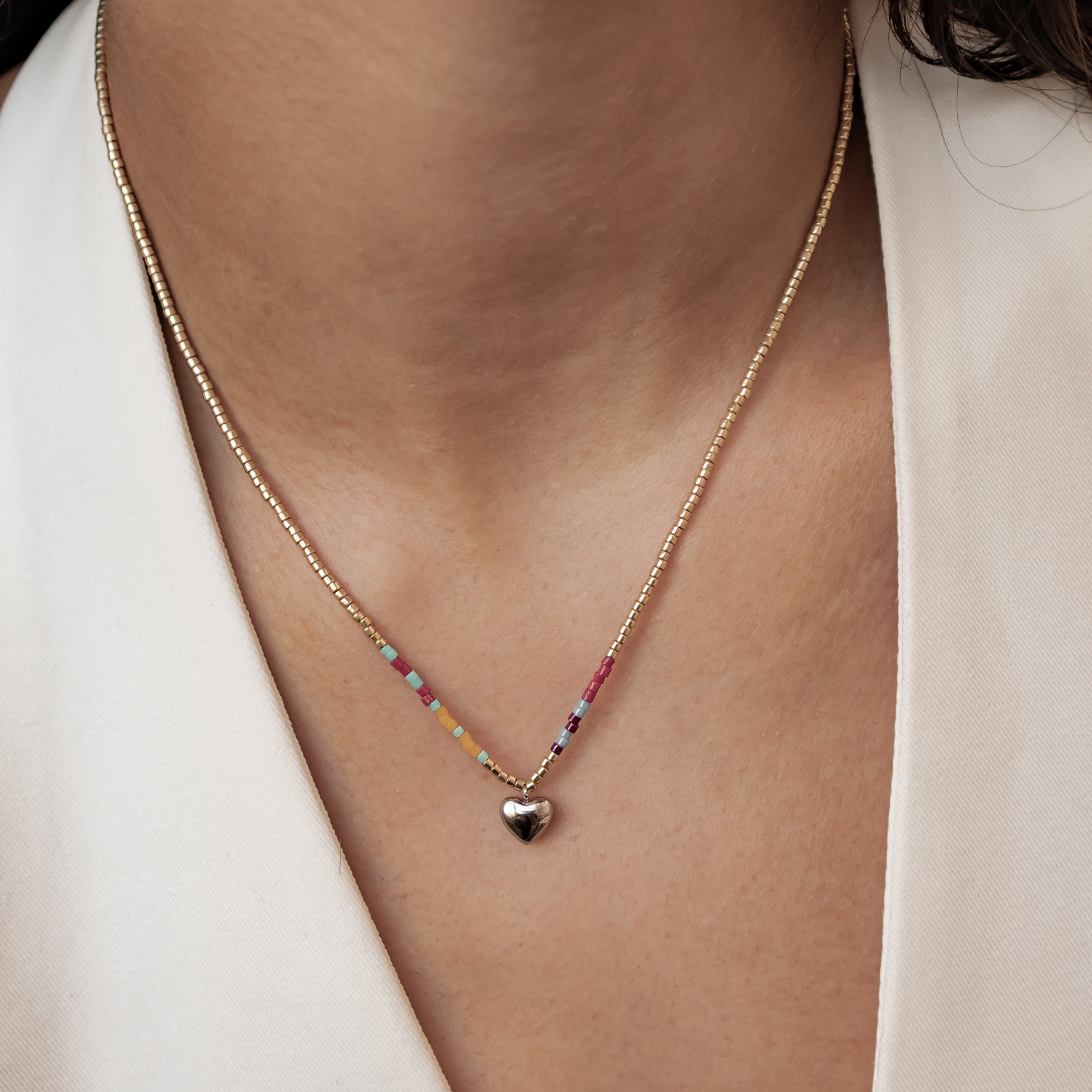 Collar Corazón Cuentas Summer Impermeable