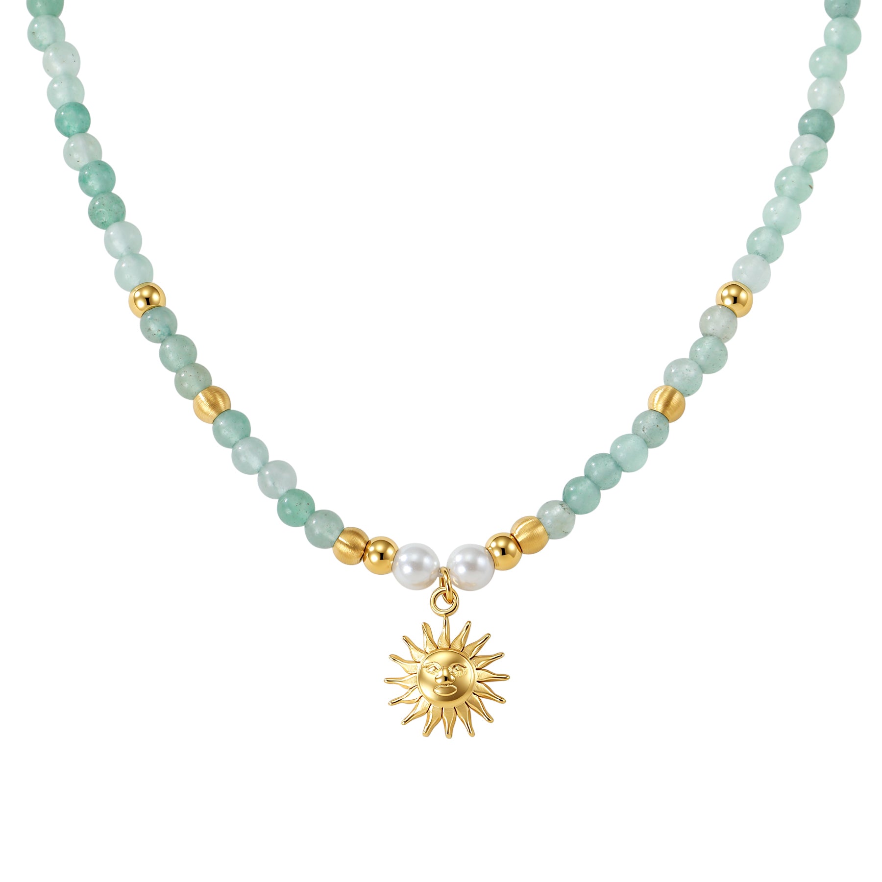 Sun Charm Pearl Bead Necklace Waterproof