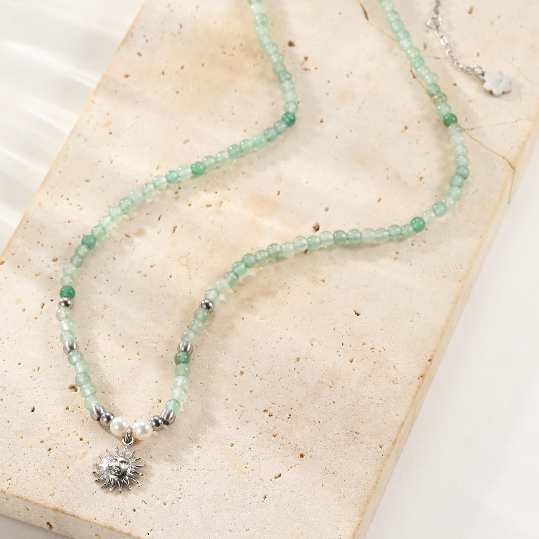 Sun Charm Pearl Bead Necklace Waterproof