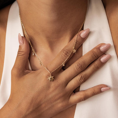 Collier Charms Soleil Lune et Étoiles Sterling Argent