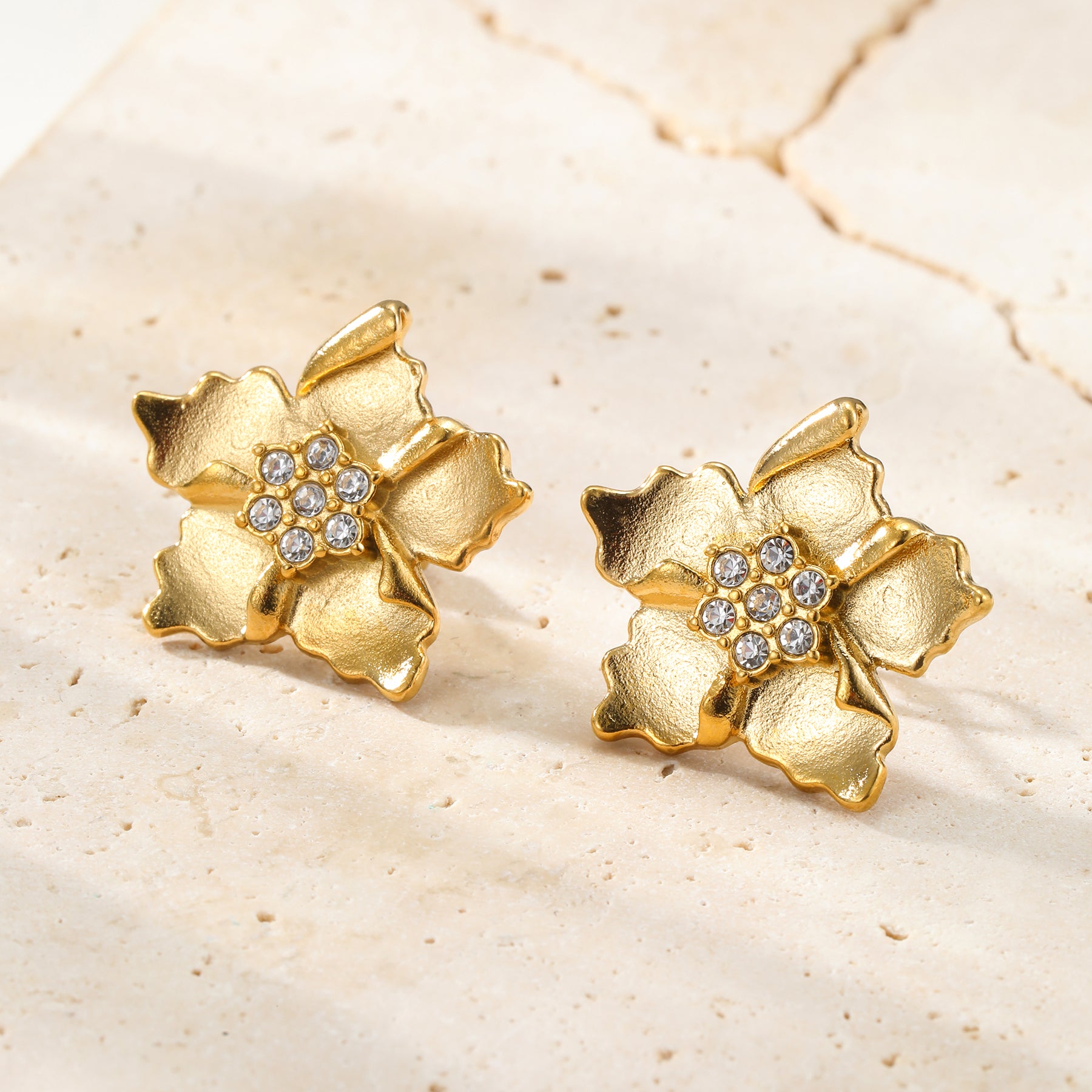 Sunburst Flower Stud Earrings Waterproof