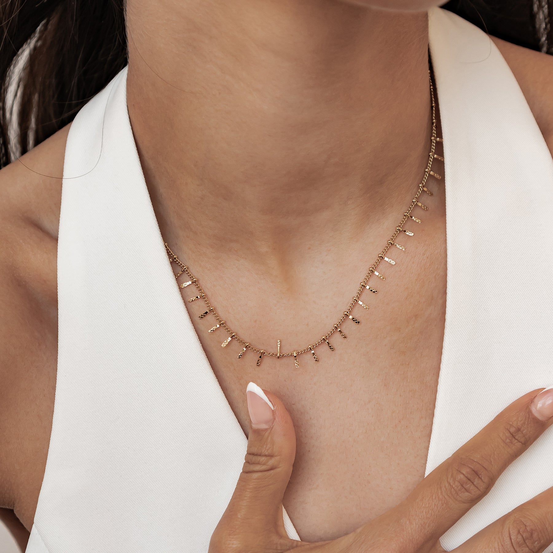 Strukturierte Bar Drop Kette – Wasserdicht