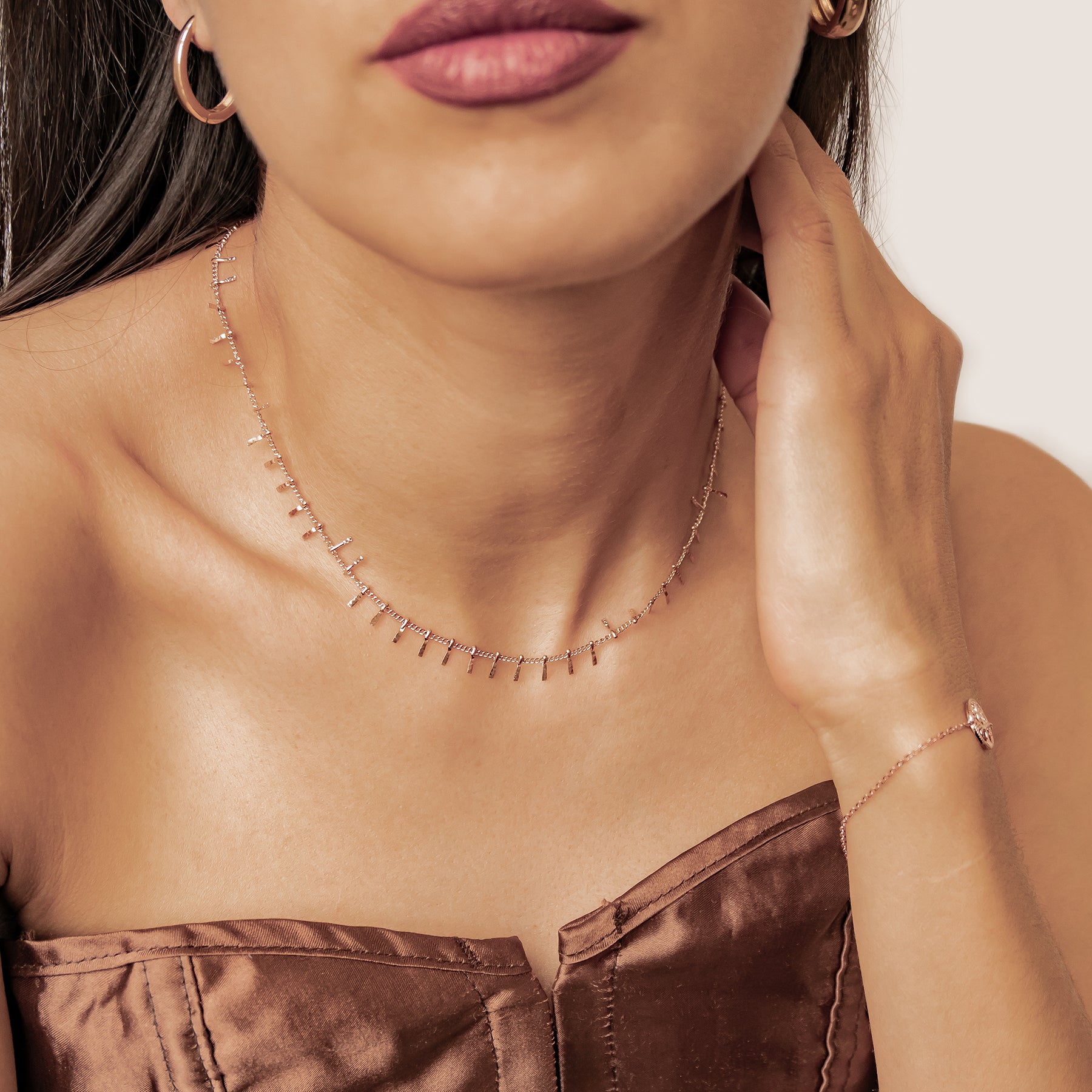 Strukturierte Bar Drop Kette – Wasserdicht