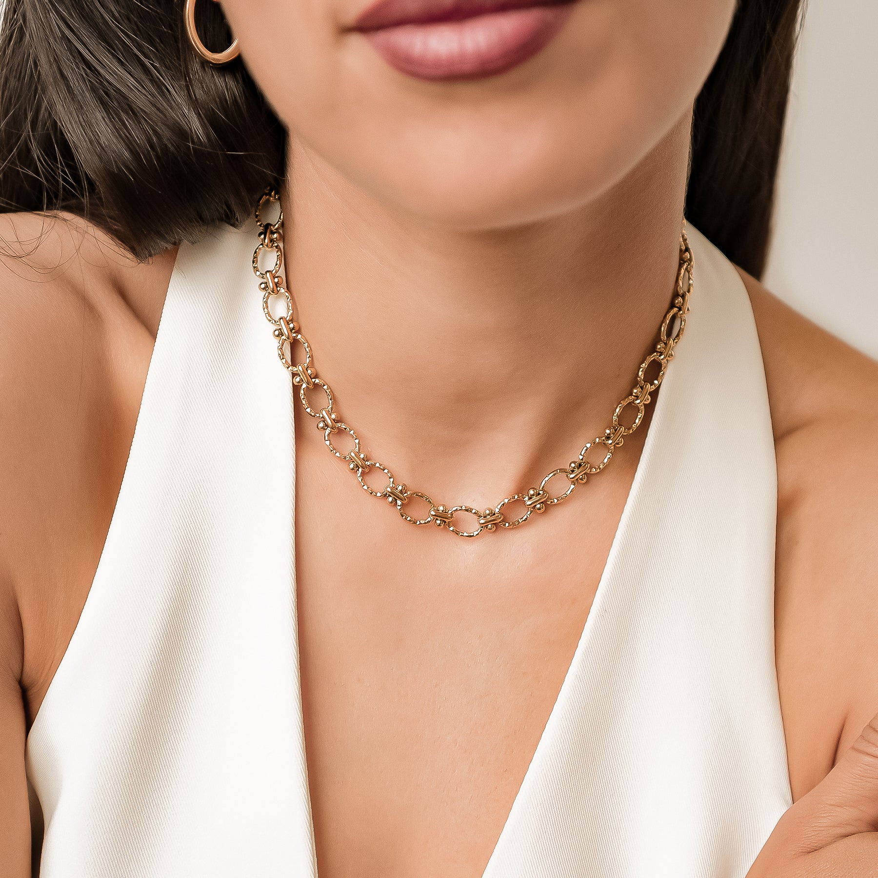Textured Link Statement Necklace Waterproof