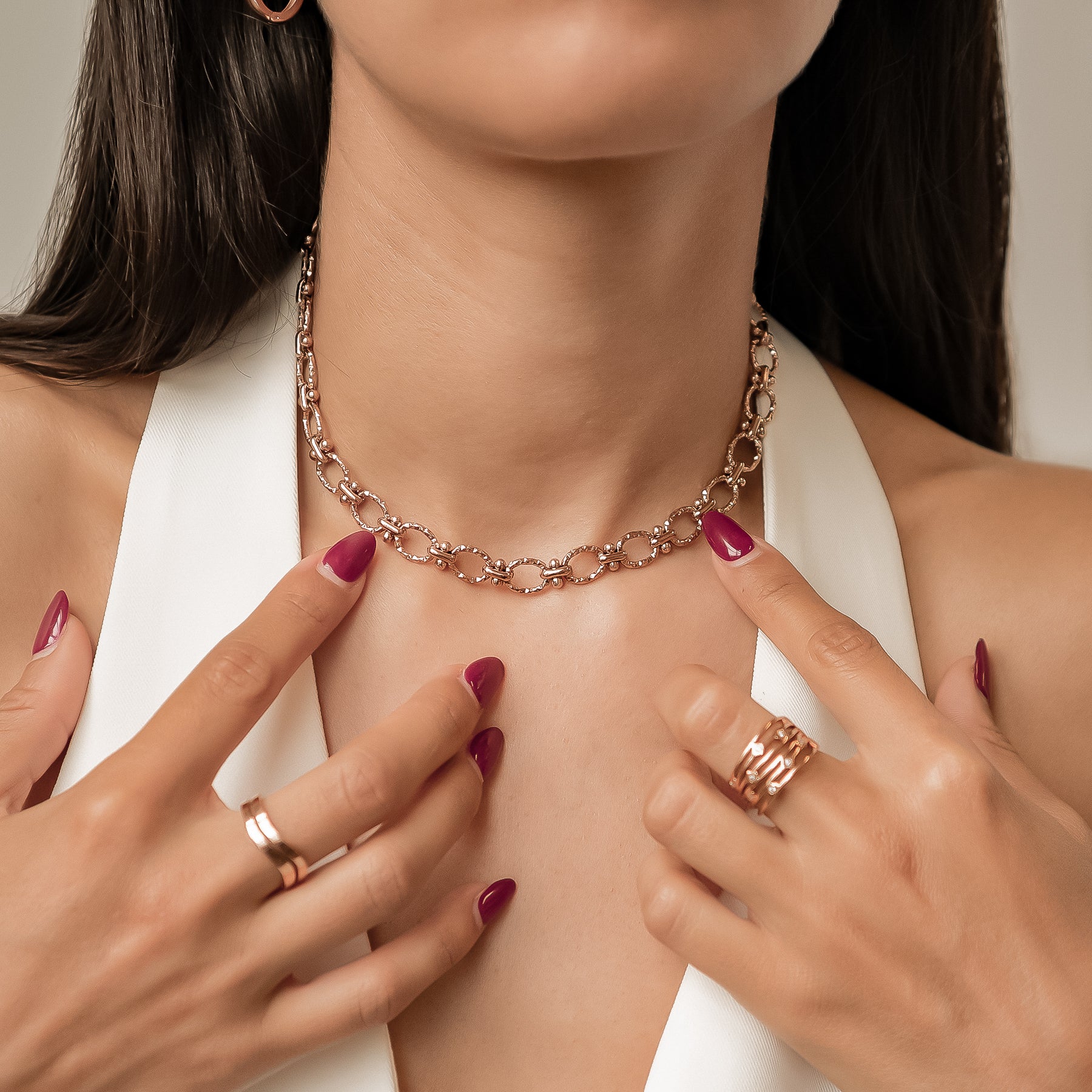 Textured Link Statement Necklace Waterproof