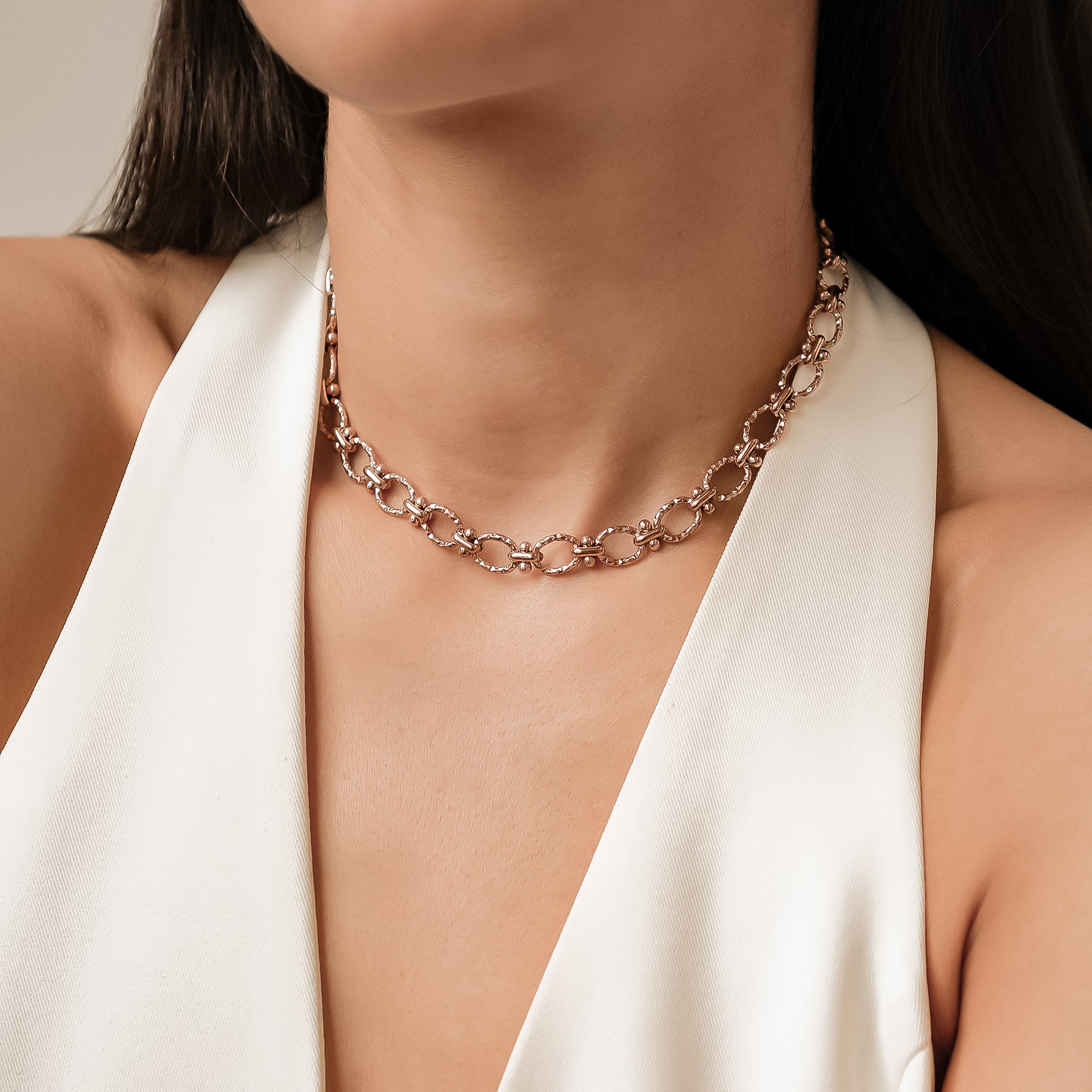 Textured Link Statement Necklace Waterproof