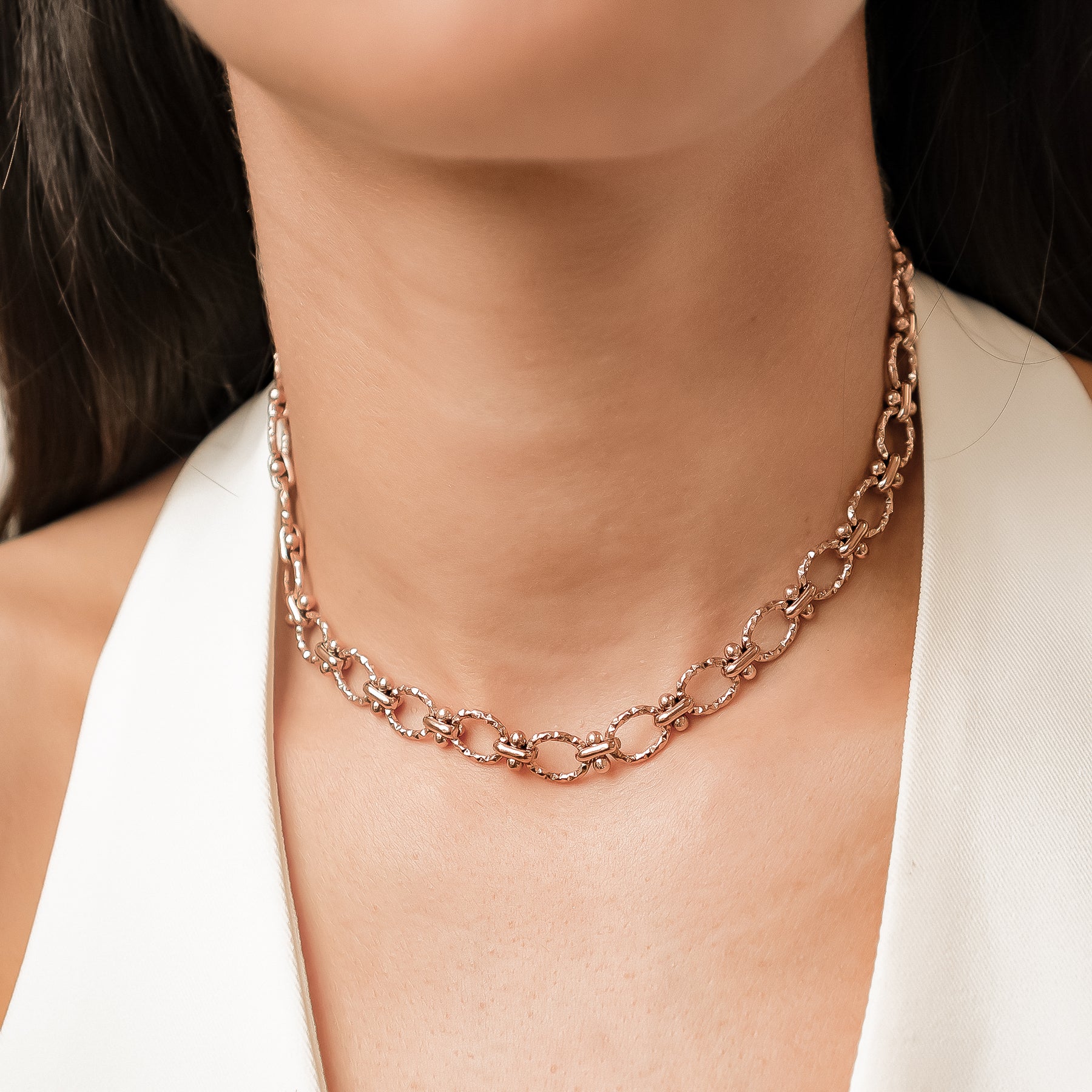 Textured Link Statement Necklace Waterproof