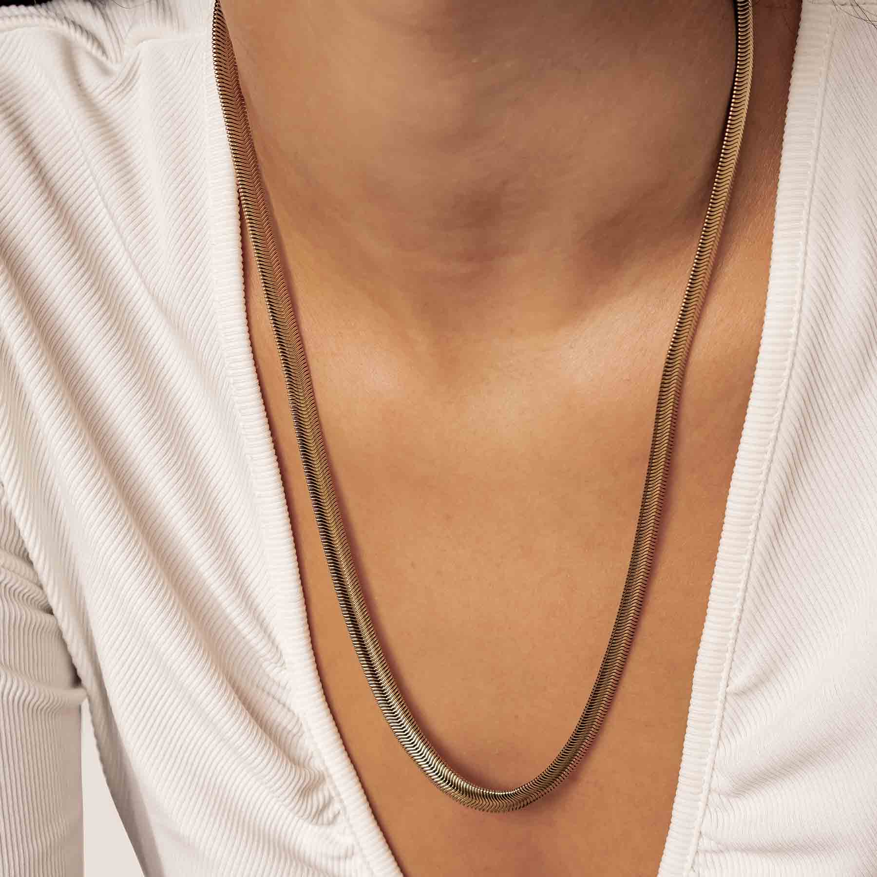 Thick Snake Chain Necklace Gold