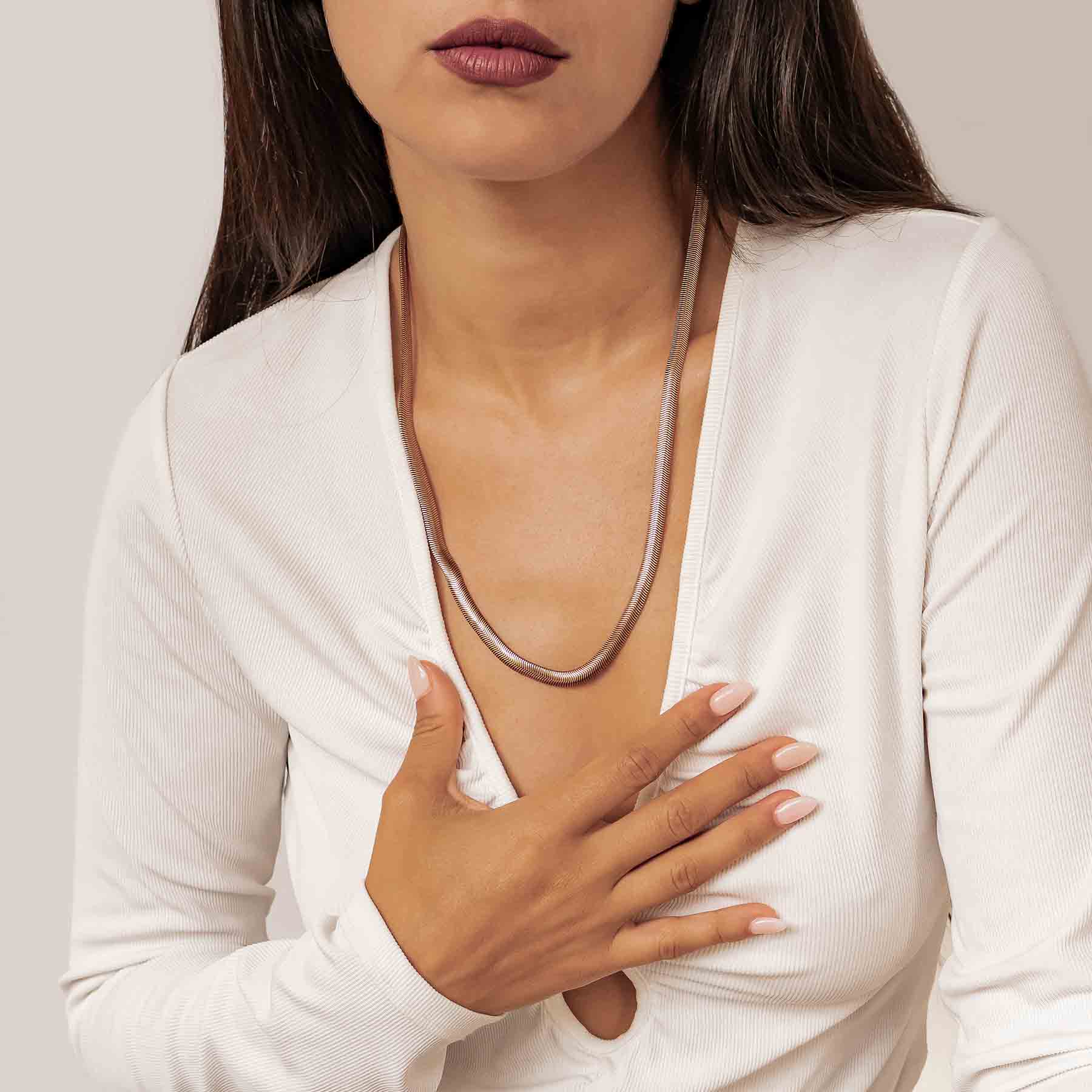 Collier Chaîne Epaisse Serpent en Or Rose