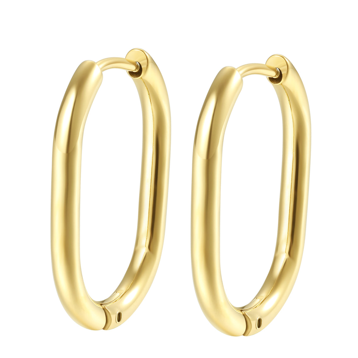 Thin Oval Hoop Earrings Gold