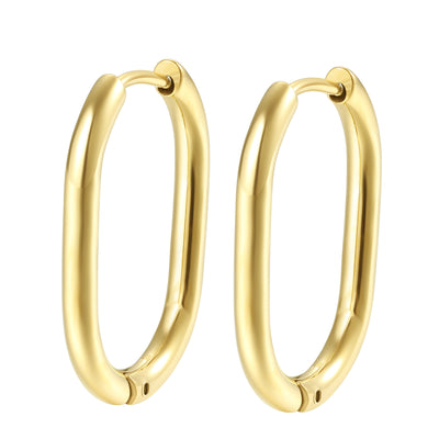 Thin Oval Hoop Earrings Gold