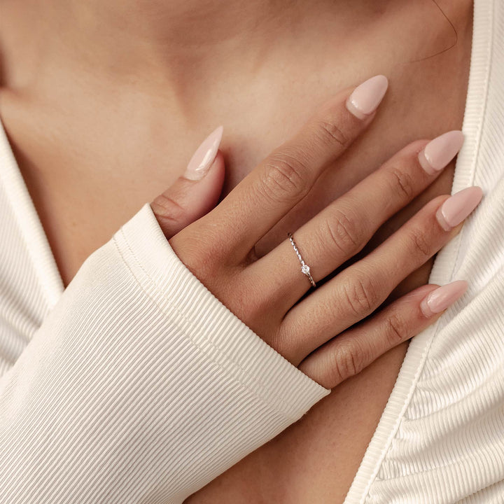 Bague Diamant Ensemble en Or Massif 14 CT