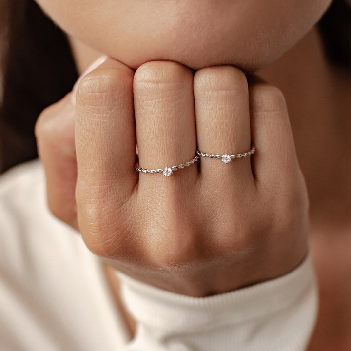 Bague Diamant Ensemble en Or Massif 14 CT
