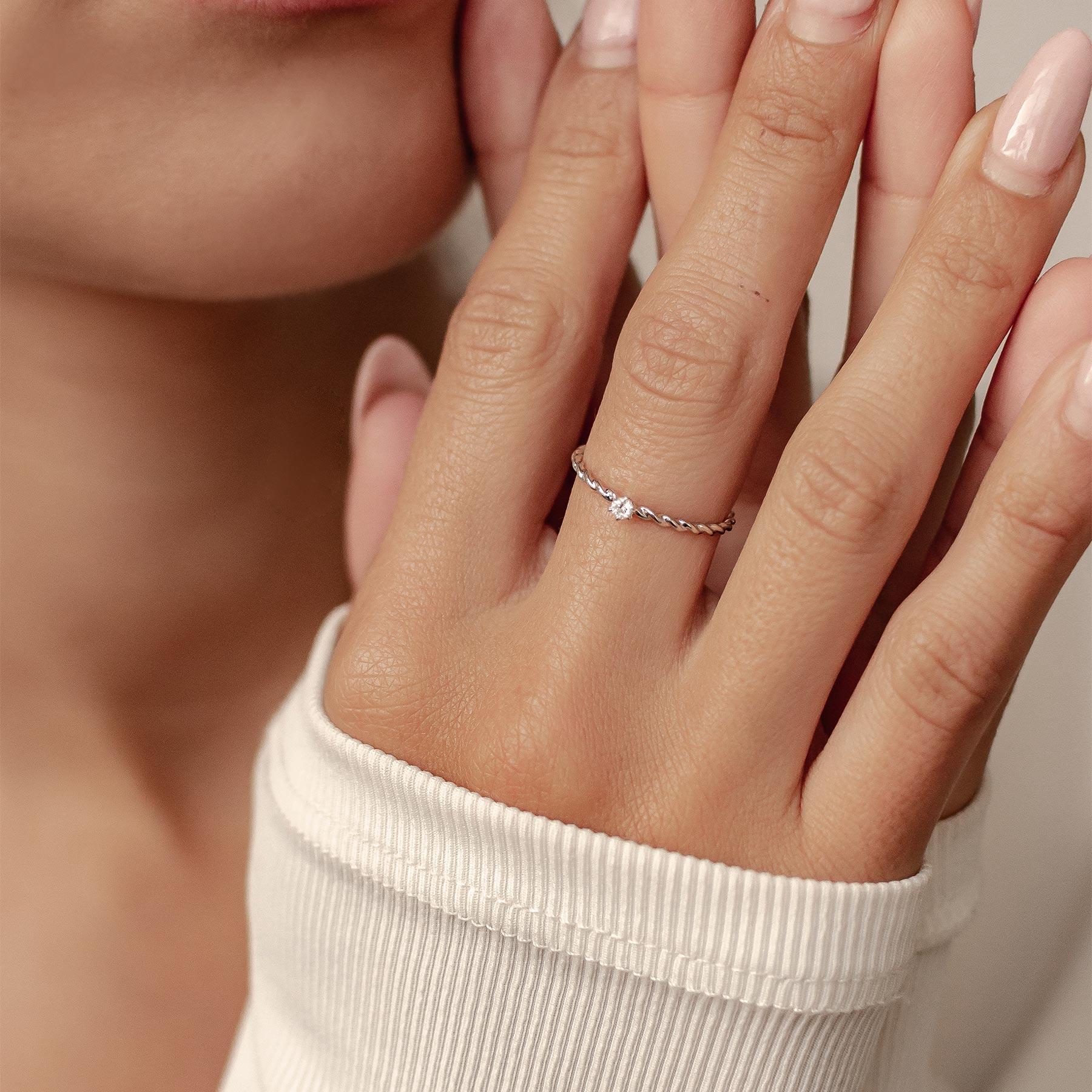 Bague Diamant Ensemble en Or Massif 14 CT