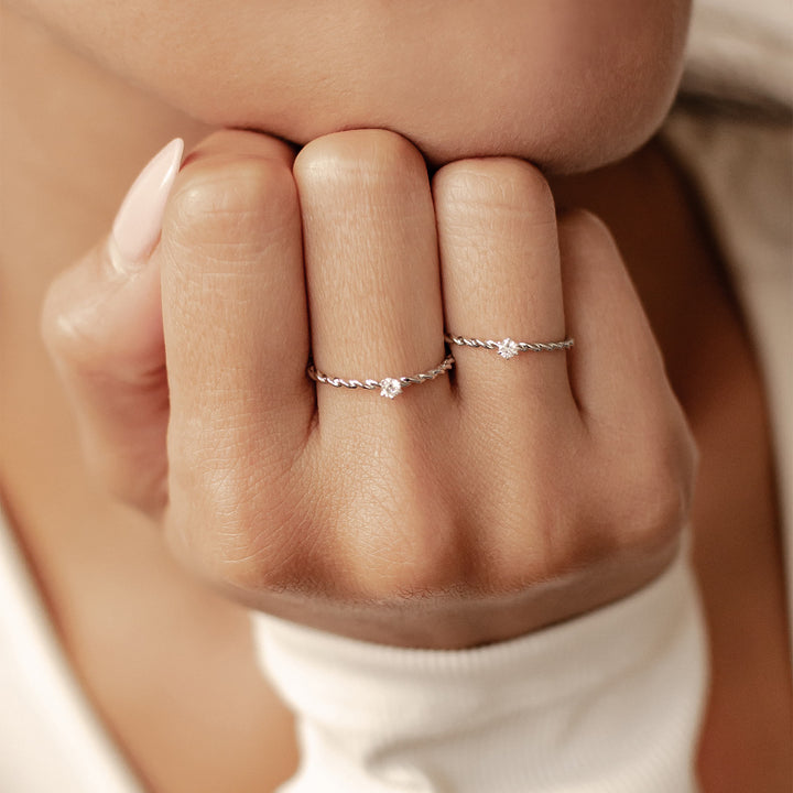 Bague Diamant Ensemble en Or Massif 14 CT