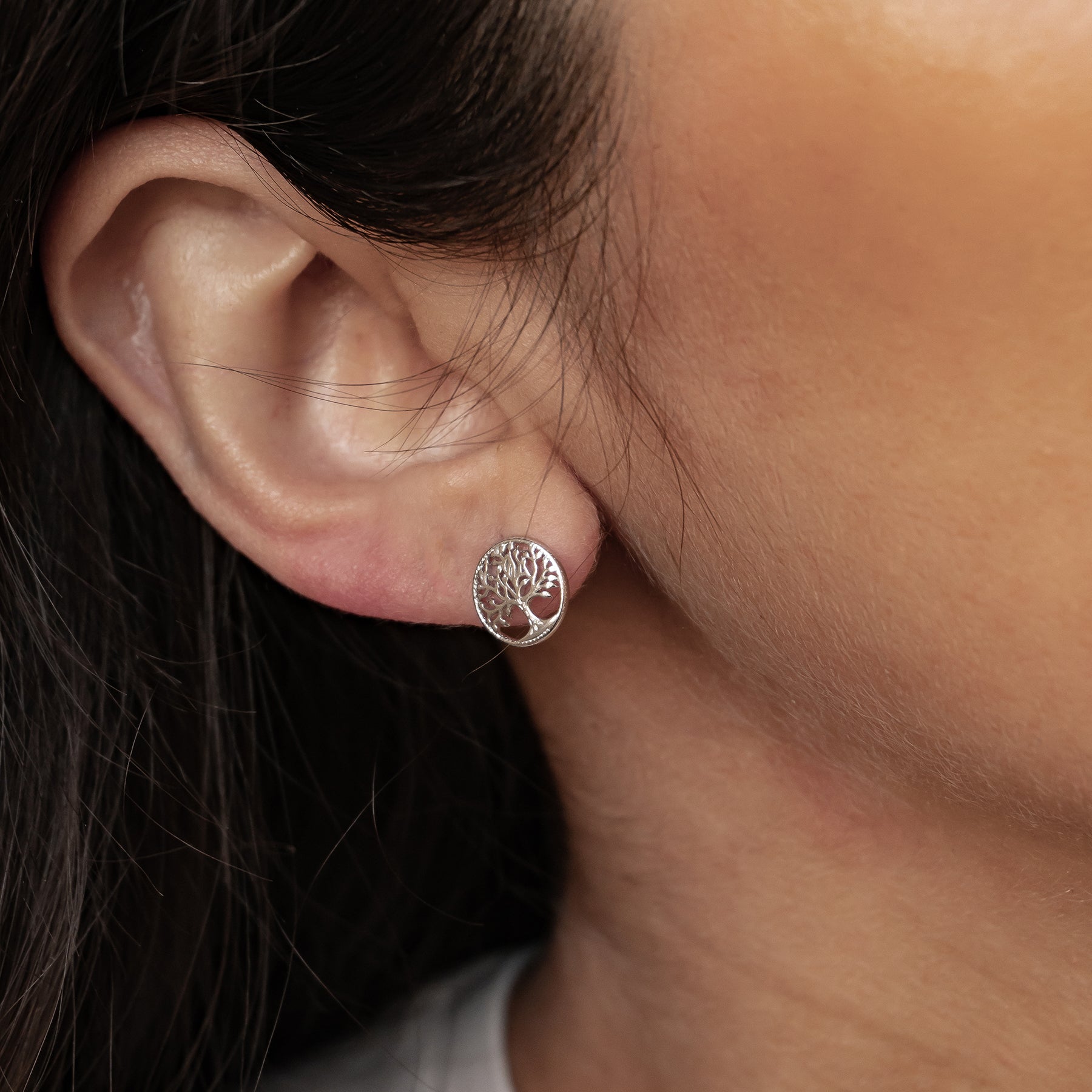 Tree of Life Stud Earrings Sterling Silver