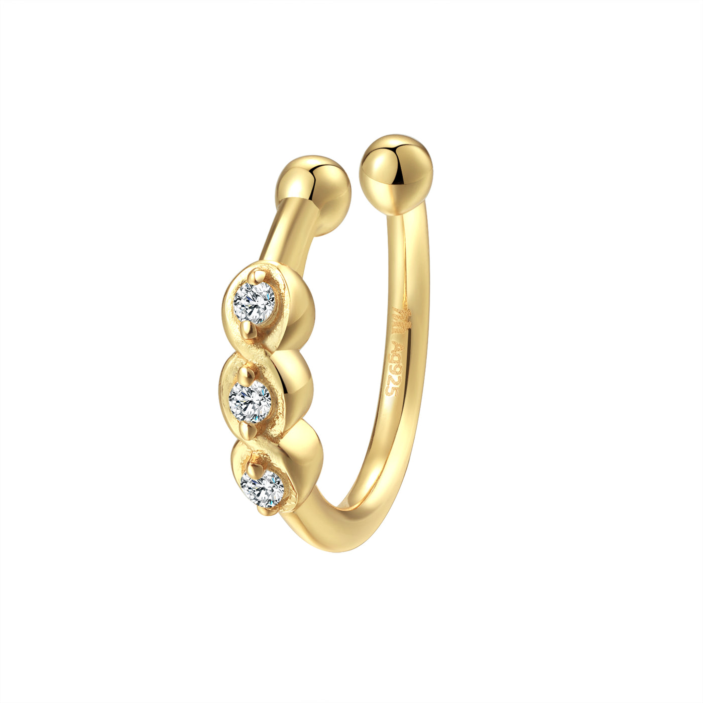 Dreifach-Zirkonia Ear Cuff – 925er Sterlingsilber