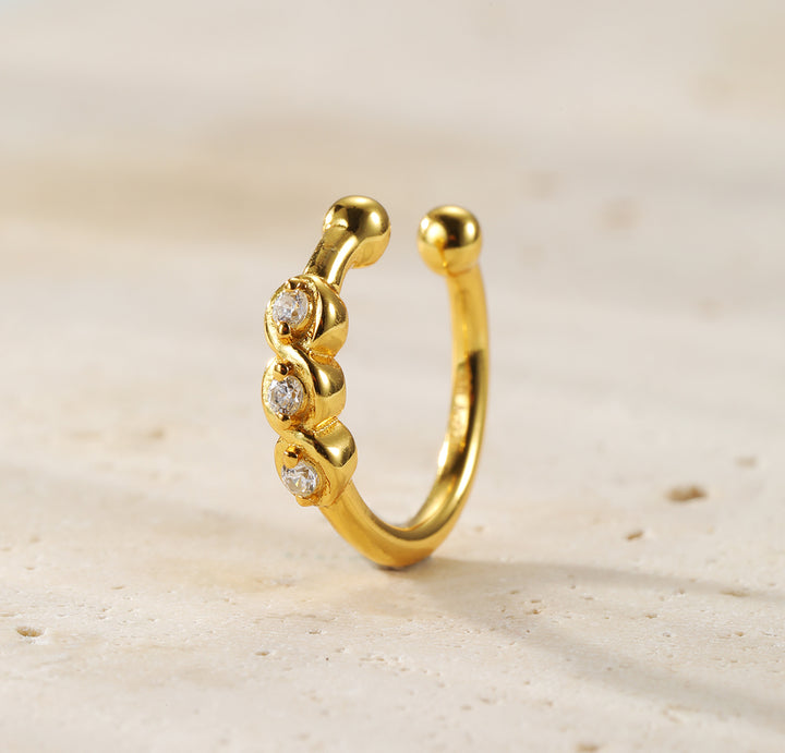 Ear Cuff Triple Pierre Précieuse Argent Sterling