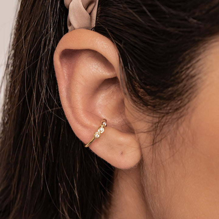 Ear Cuff Triple Pierre Précieuse Argent Sterling
