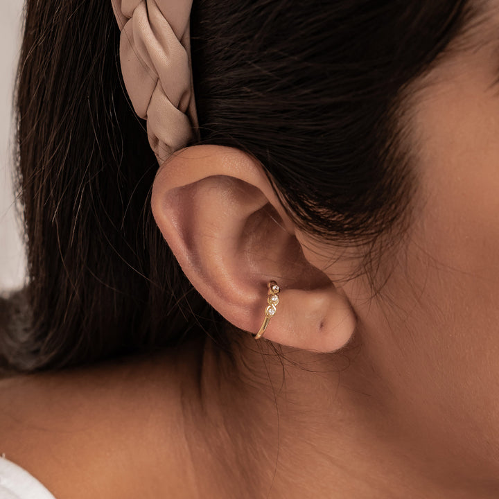Ear Cuff Triple Pierre Précieuse Argent Sterling
