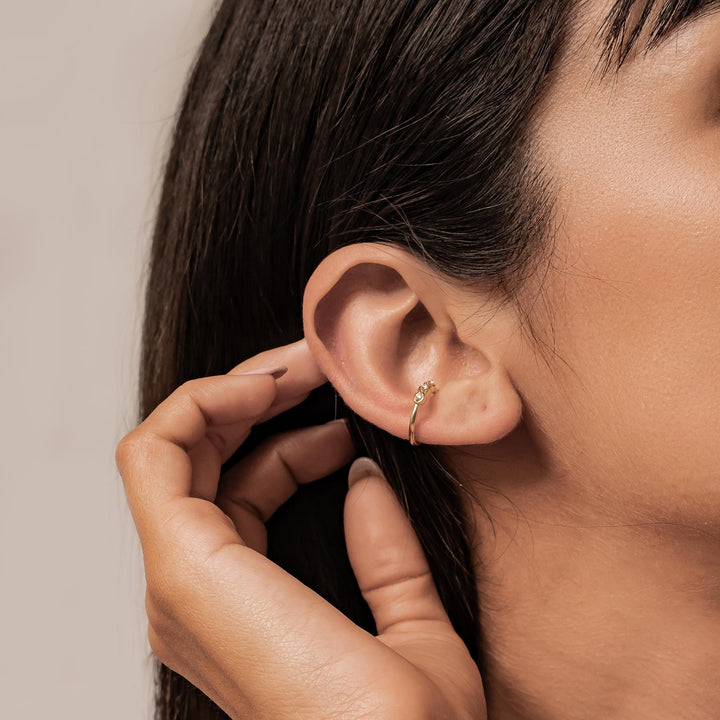 Ear Cuff Triple Pierre Précieuse Argent Sterling