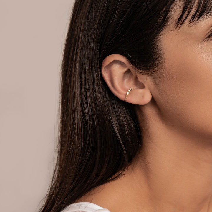 Ear Cuff Triple Pierre Précieuse Argent Sterling